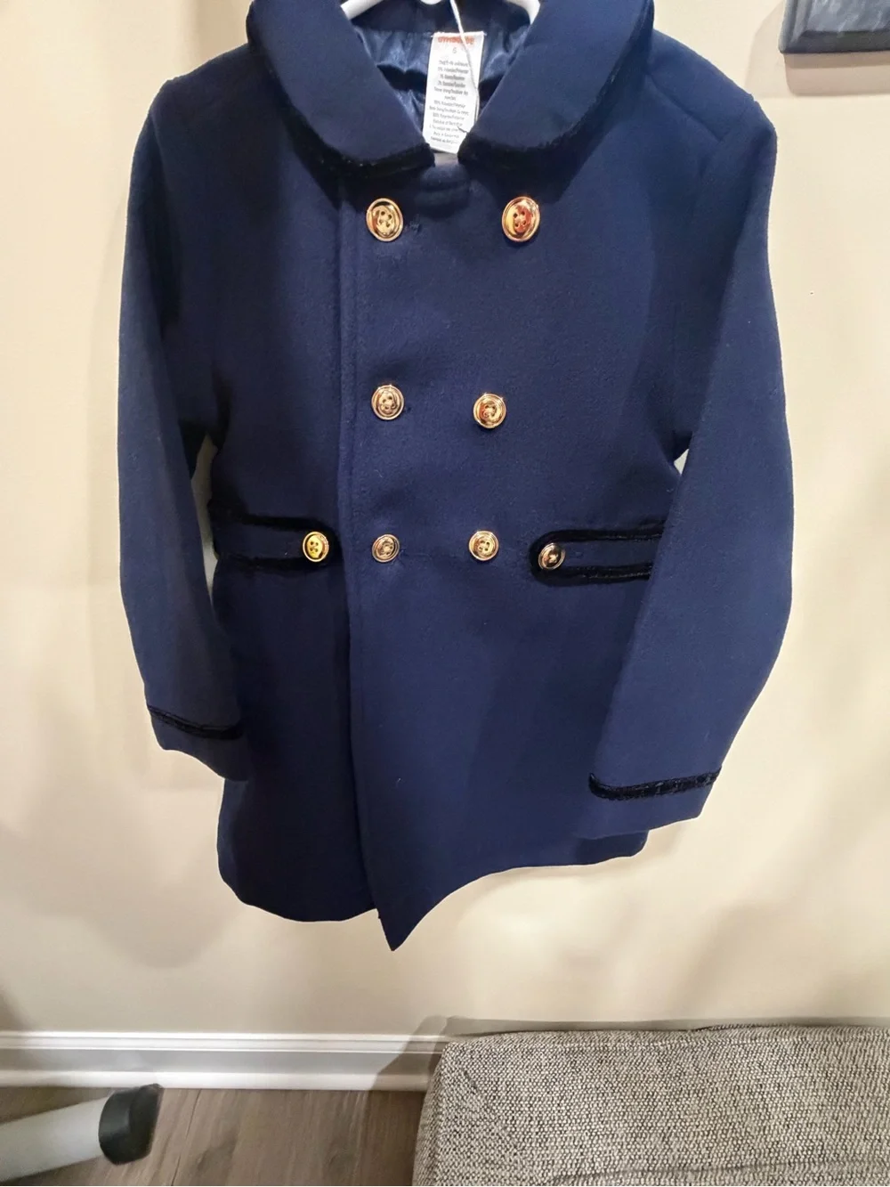 Gymboree Navy Pea Coat with Gold Buttons
